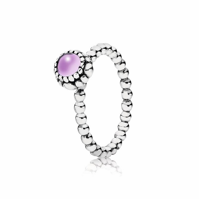 Pandora Birthday Blooms Stackable Ring February - Sterling Silver/Purple/Amethyst - Canada | UW8658M